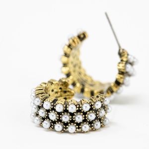 pearl hoop earrings gold vintage